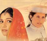 Gracie Singh and Rachel Shelley in Lagaan 