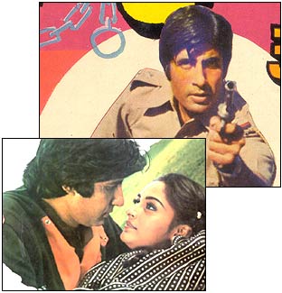 A melancholic AB in Zanjeer (top); with Jaya Prada in Sharaabi