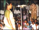 Dr Nalini addressing the villagers against female infanticide